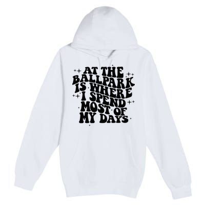 At The Ballpark Is Where I Spend Most Of My Days Baseball Premium Pullover Hoodie