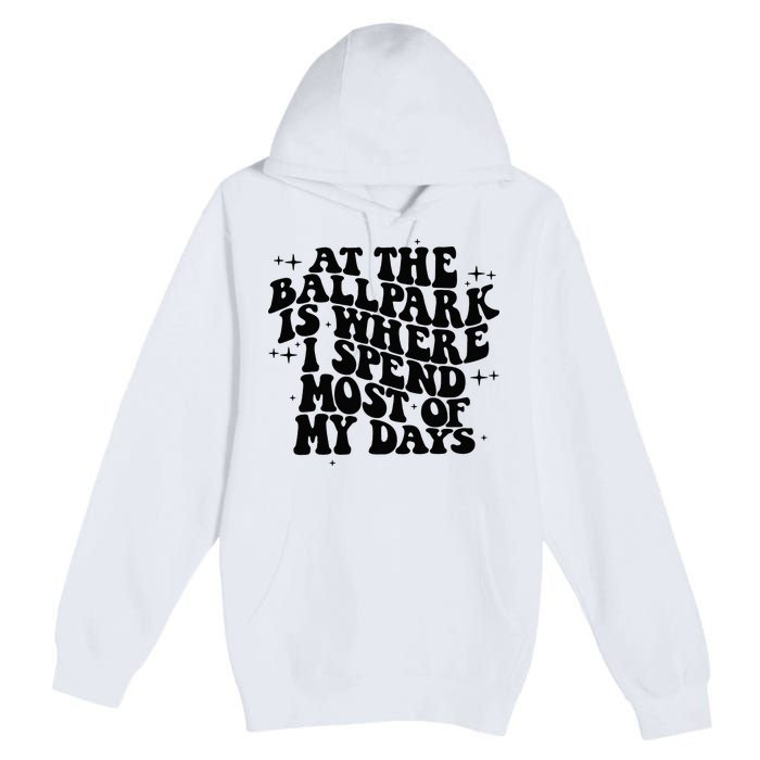 At The Ballpark Is Where I Spend Most Of My Days Baseball Premium Pullover Hoodie