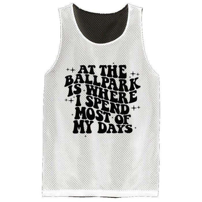 At The Ballpark Is Where I Spend Most Of My Days Baseball Mesh Reversible Basketball Jersey Tank