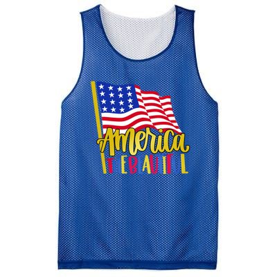 America The Beautiful With Usa Flag Cute Gift Mesh Reversible Basketball Jersey Tank