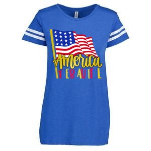 America The Beautiful With Usa Flag Cute Gift Enza Ladies Jersey Football T-Shirt