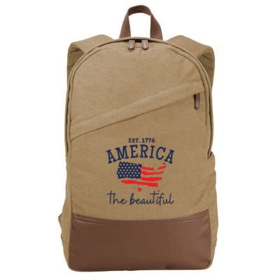 America The Beautiful Patriotic 4th Of July Independen Day Cotton Canvas Backpack