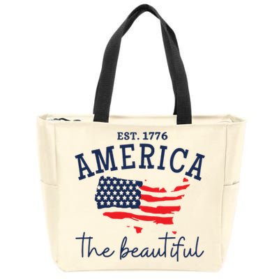 America The Beautiful Patriotic 4th Of July Independen Day Zip Tote Bag