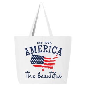 America The Beautiful Patriotic 4th Of July Independen Day 25L Jumbo Tote