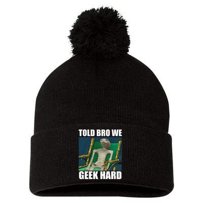 Alien Told Bro We Geek Hard Pom Pom 12in Knit Beanie