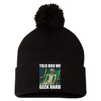 Alien Told Bro We Geek Hard Pom Pom 12in Knit Beanie