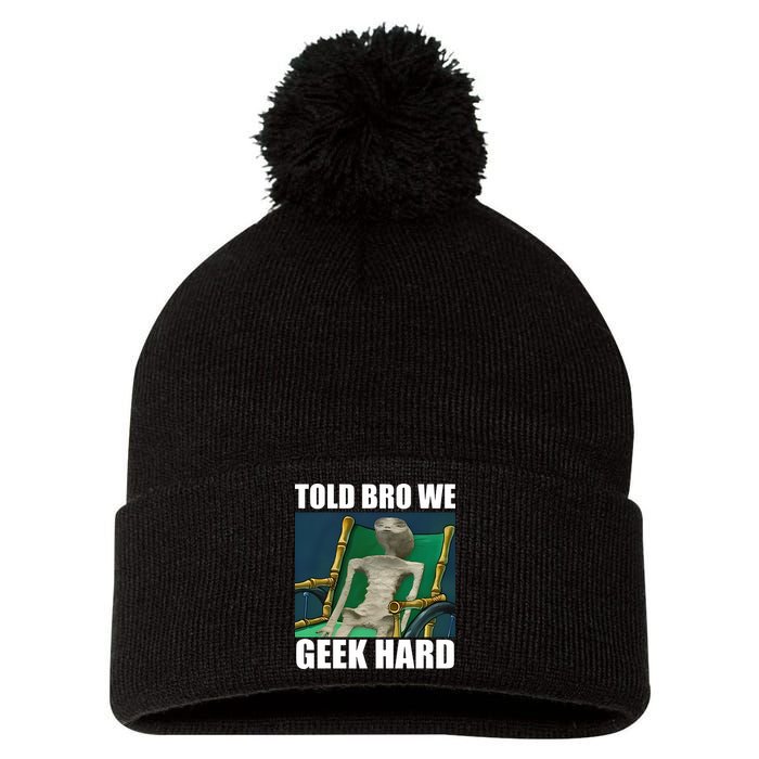 Alien Told Bro We Geek Hard Pom Pom 12in Knit Beanie