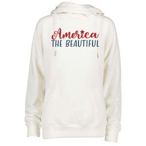 America The Beautiful 4th Of July Womens Funnel Neck Pullover Hood