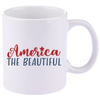 America The Beautiful 4th Of July 11oz C Handle Ceramic Mug