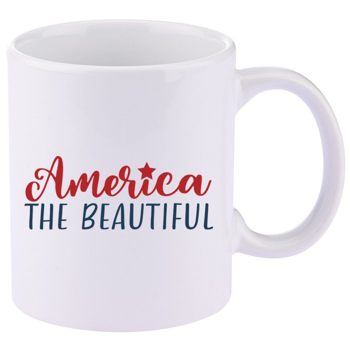 America The Beautiful 4th Of July 11oz C Handle Ceramic Mug