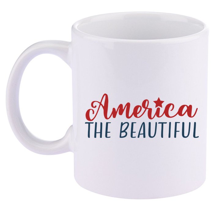 America The Beautiful 4th Of July 11oz C Handle Ceramic Mug