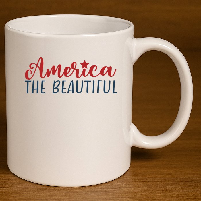 America The Beautiful 4th Of July 11oz C Handle Ceramic Mug
