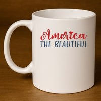 America The Beautiful 4th Of July 11oz C Handle Ceramic Mug