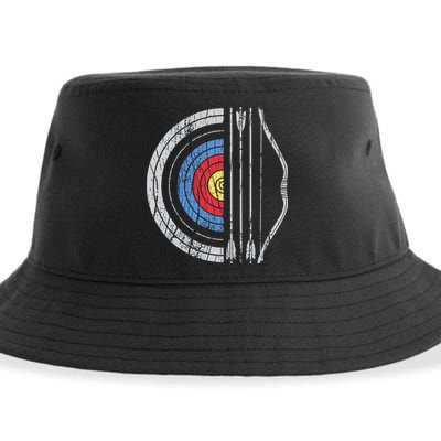 Archery Target Bow And Arrow Archer Retro Vintage Sustainable Bucket Hat