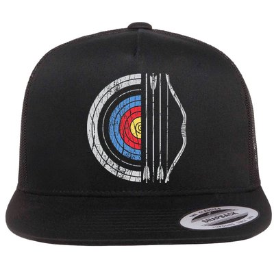 Archery Target Bow And Arrow Archer Retro Vintage Flatbill Hat