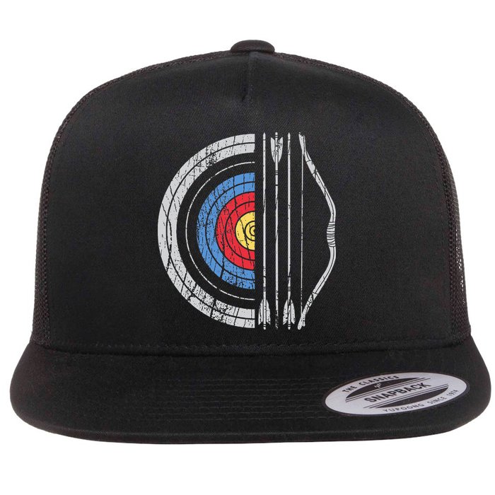 Archery Target Bow And Arrow Archer Retro Vintage Flatbill Hat