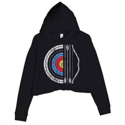 Archery Target Bow And Arrow Archer Retro Vintage Crop Fleece Hoodie