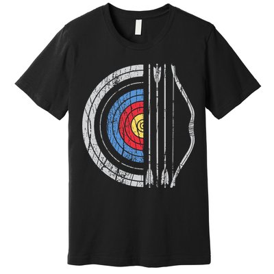 Archery Target Bow And Arrow Archer Retro Vintage Premium T-Shirt