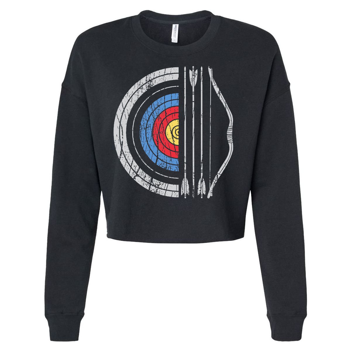 Archery Target Bow And Arrow Archer Retro Vintage Cropped Pullover Crew