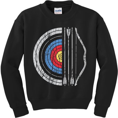 Archery Target Bow And Arrow Archer Retro Vintage Kids Sweatshirt