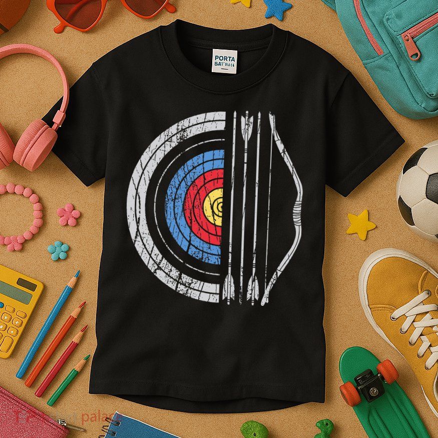 Archery Target Bow And Arrow Archer Retro Vintage Kids T-Shirt