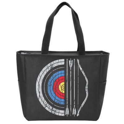 Archery Target Bow And Arrow Archer Retro Vintage Zip Tote Bag