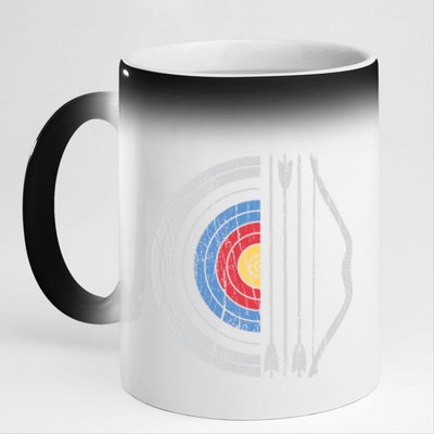 Archery Target Bow And Arrow Archer Retro Vintage Gift 11oz Black Color Changing Mug