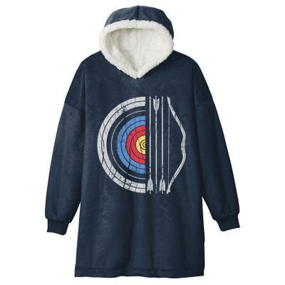 Archery Target Bow And Arrow Archer Retro Vintage Gift Hooded Wearable Blanket