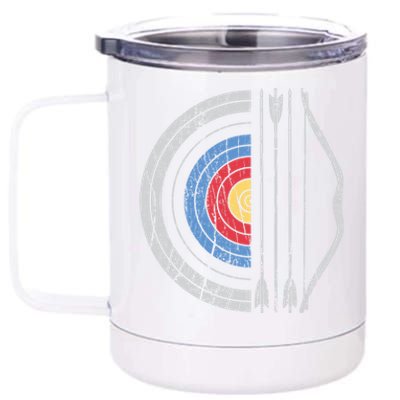 Archery Target Bow And Arrow Archer Retro Vintage Gift 12 oz Stainless Steel Tumbler Cup