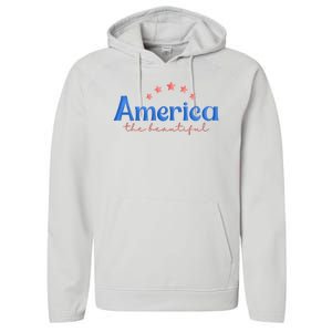 America The Beautiful 4th Of July Star Performance Fleece Hoodie