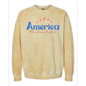 America The Beautiful 4th Of July Star Colorblast Crewneck Sweatshirt