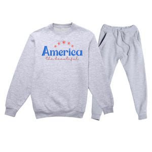 America The Beautiful 4th Of July Star Premium Crewneck Sweatsuit Set