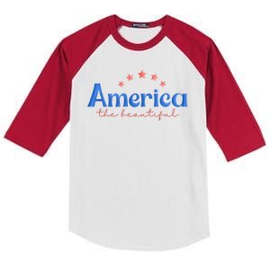 America The Beautiful 4th Of July Star Kids Colorblock Raglan Jersey