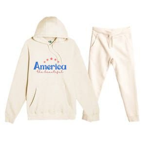 America The Beautiful 4th Of July Star Premium Hooded Sweatsuit Set