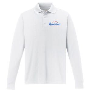 America The Beautiful 4th Of July Star Performance Long Sleeve Polo