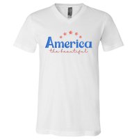 America The Beautiful 4th Of July Star V-Neck T-Shirt