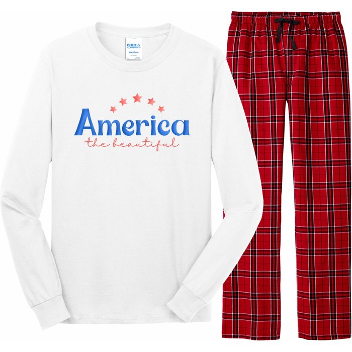 America The Beautiful 4th Of July Star Long Sleeve Pajama Set