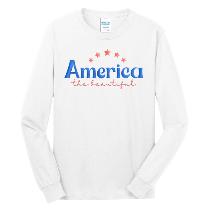 America The Beautiful 4th Of July Star Tall Long Sleeve T-Shirt