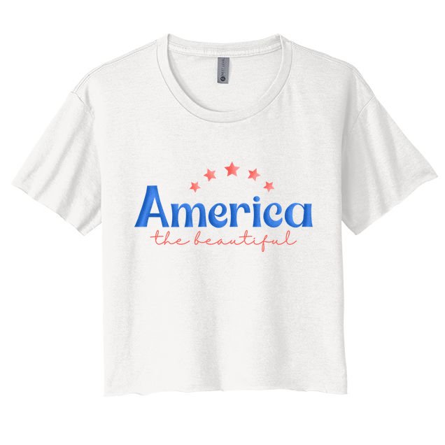 America The Beautiful 4th Of July Star Crop Top