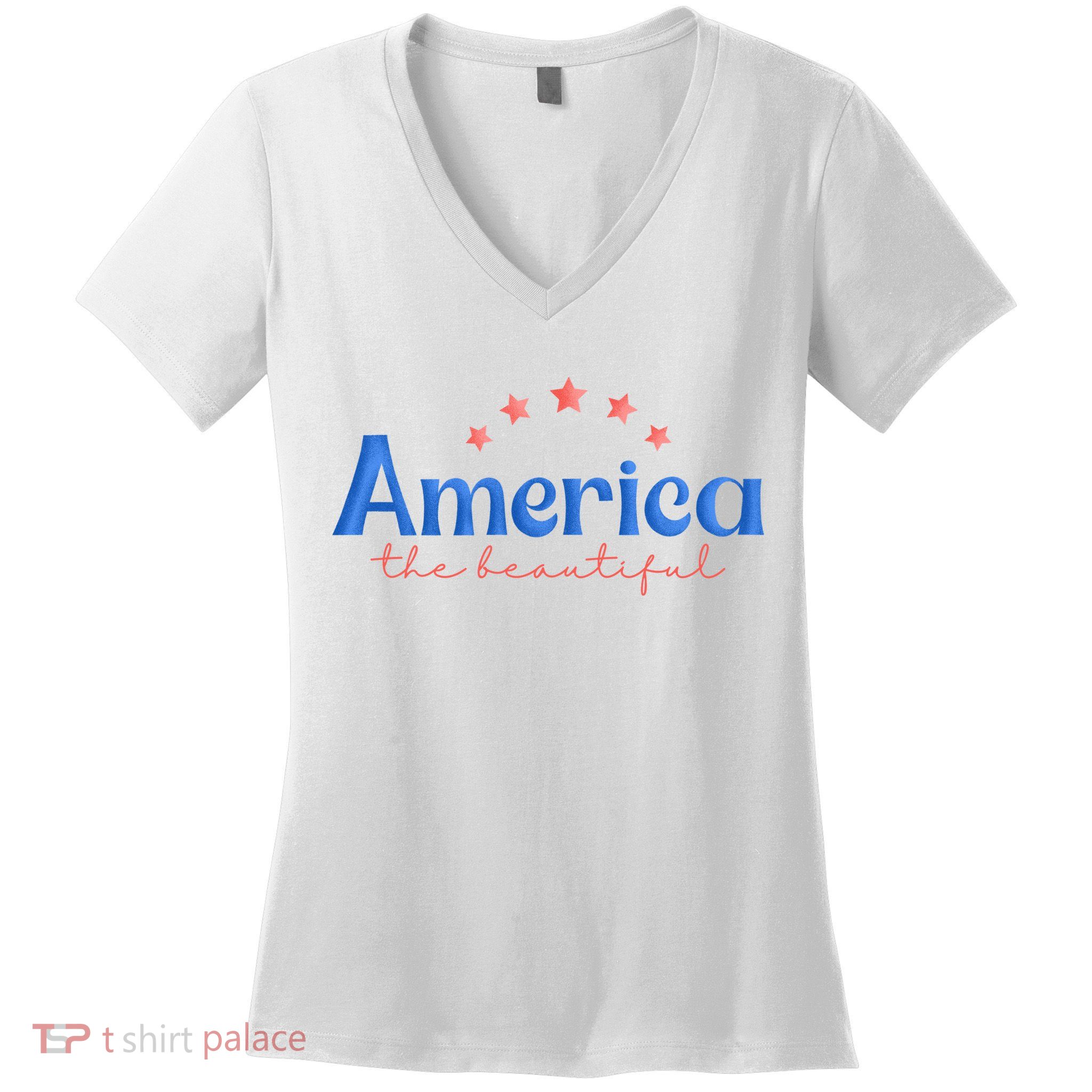 America The Beautiful 4th Of July Star Women's V-Neck T-Shirt