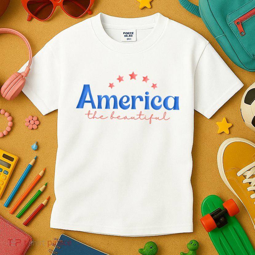 America The Beautiful 4th Of July Star Kids T-Shirt