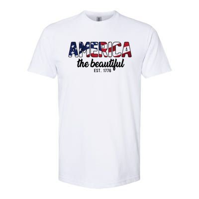 America The Beautiful American Flag Patriotic Usa Flag Gift Softstyle® CVC T-Shirt