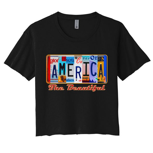America The Beautiful Car License Plates Gift Crop Top