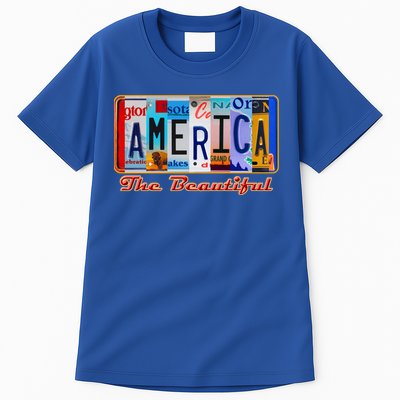 America The Beautiful Car License Plates Gift Tall T-Shirt