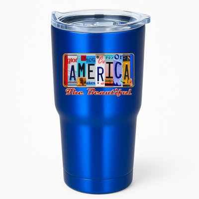 America The Beautiful Car License Plates Gift Tumbler