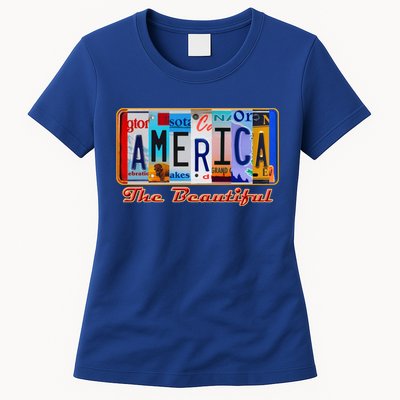 America The Beautiful Car License Plates Gift Womens T-Shirt