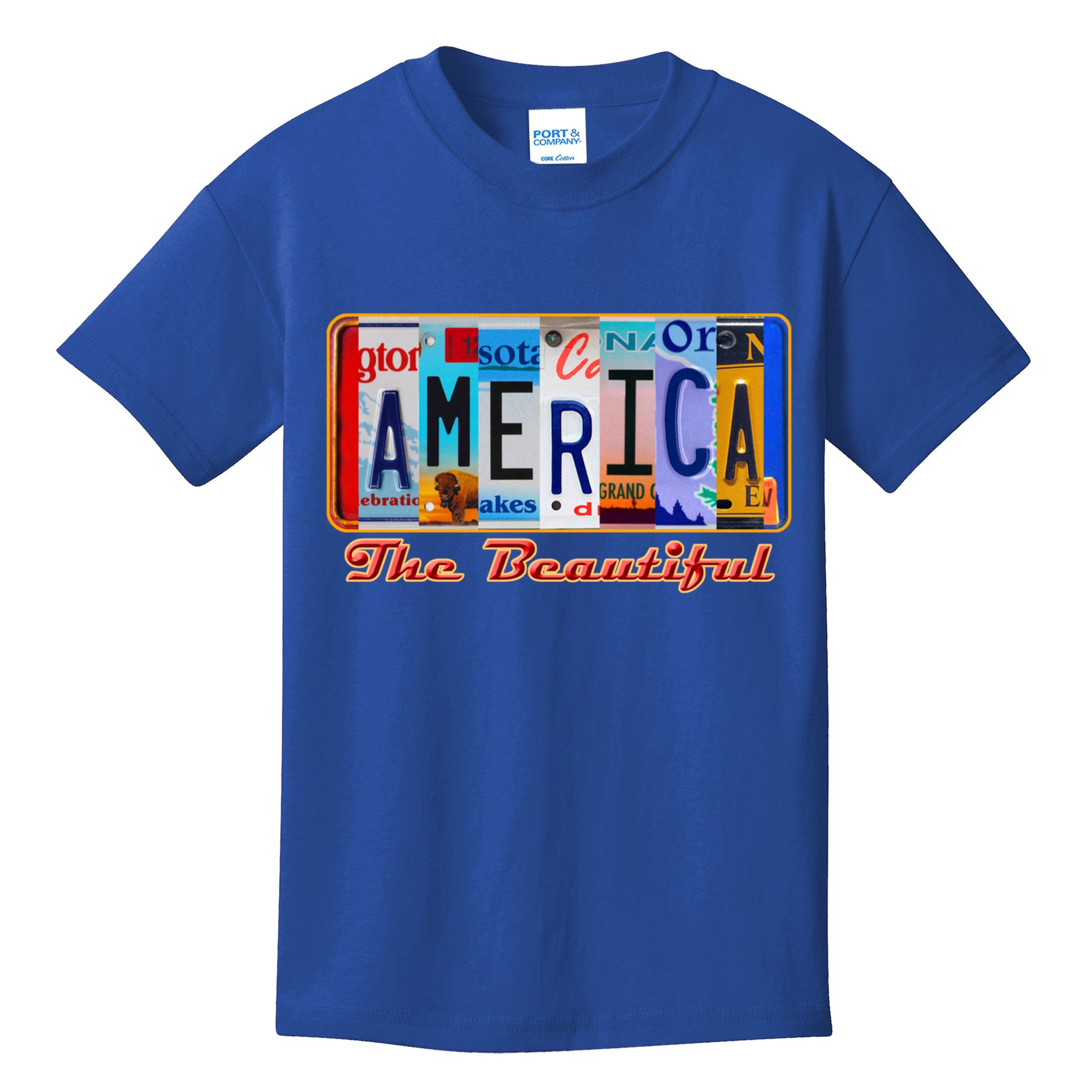 America The Beautiful Car License Plates Gift Kids T-Shirt