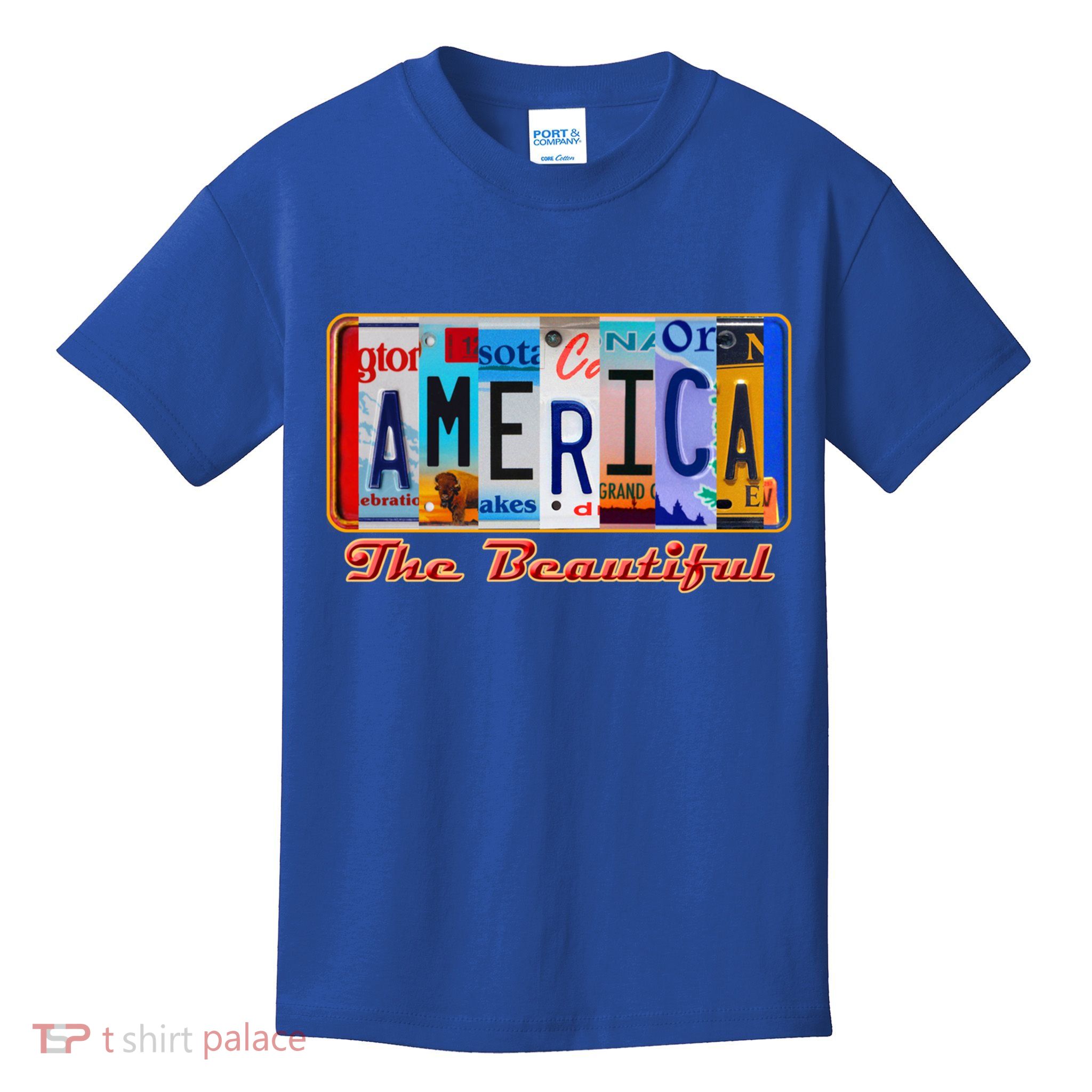 America The Beautiful Car License Plates Gift Kids T-Shirt