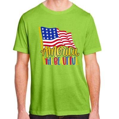 America The Beautiful With Usa Flag Gift Adult ChromaSoft Performance T-Shirt