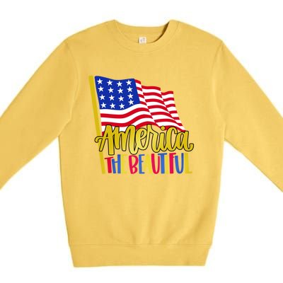 America The Beautiful With Usa Flag Gift Premium Crewneck Sweatshirt